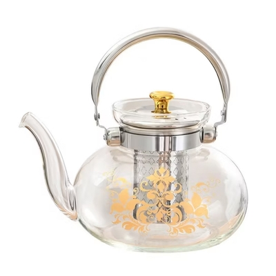 Picture of Glass Teaset Flower Tea Pot Puer Kettle Coffee Teapot-1200ml