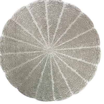 Picture of 6 pec Golden and Silver Dining Table Placemat, Washable Table Mats,Non-Slip Mats for Table Decoration, Best for Bed-Side Table/Center Table, Dining Table/Shelves (Golden Leaf Round Shape