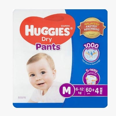 Picture of Huggies Dry Pants Diapers M 6-12kg 60 pcs + 4 Free