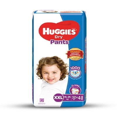 Picture of Huggies Dry Pants Diapers XXL 15-17kg 32 pcs + 4 Free