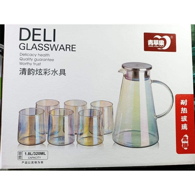 Picture of 1.8L and 320 ML Water Glass Jug with Lid-7pic set