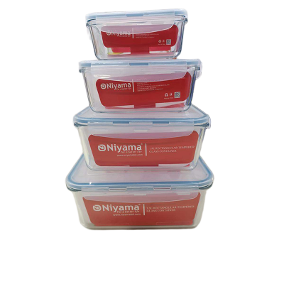 Picture of Microwave Safe 4 Pieces Glass Box Set with Airtight and Leak Proof Lock Lids