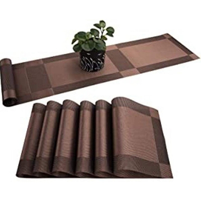 Picture of 6 Dinning Table Mat With 1 Runner (6+1=7 Pcs) Table Mats Set - PVC