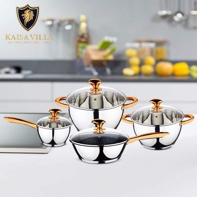 Picture of KAISA VILLA KV-6617 8PCS Set Stainless Steel Pan Frying Pan Soup Pot pan kitchen Cookware