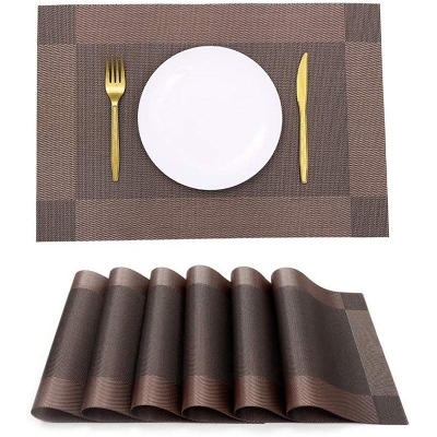 Picture of 6 Pcs Placemat Fashion PVC Dining Table Mat Plate Pads Bowl Pad Coasters Table Cloth Pad Mats Table Bowl Mats