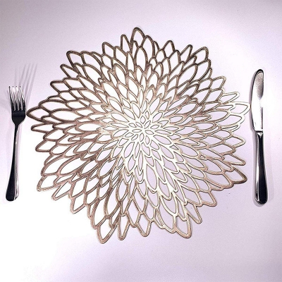 Picture of 6PCS PVC Placemat for DiningTable Bowl Mats- Gold