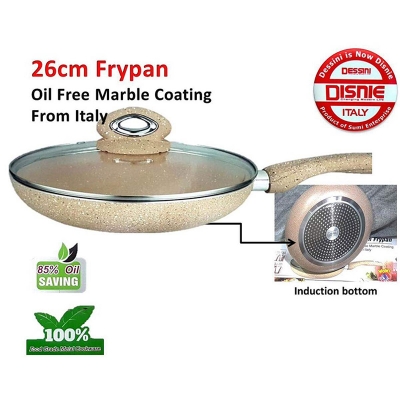 Picture of Disnie Marble Coating from Italy Ceramic Non Stick Cookware Induction Friendly Granite Fry Pan with Cover Gas & Induction Compatible