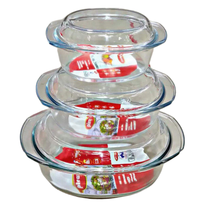 Picture of Oven Proof Glass Serving Dish - Transparent 3pc [Dakna Soho 6 pcs]
