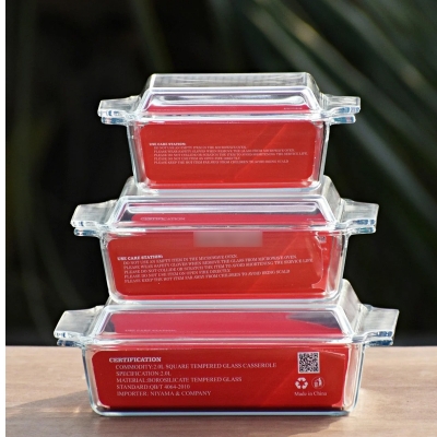 Picture of Oven Proof Glass Serving Dish - Transparent 6 Pcs Set. Transparent