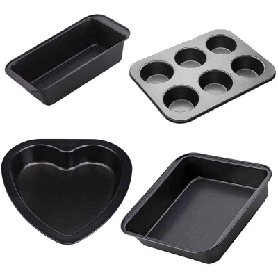 Picture of Carbon Steel Heat Shape Mould, Square Baking pan, 6 Slot Cup Cake Muffin Tray, Non Stick Bread Loaf Pan set