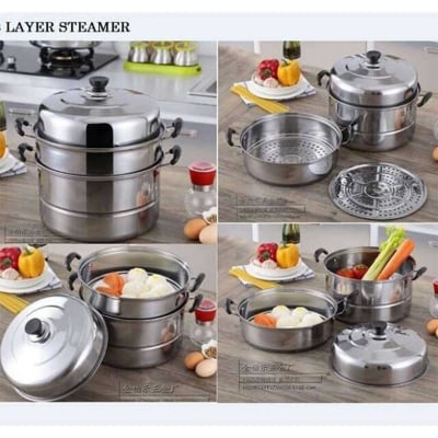 Picture of Stainless Steel 26 cm Steamer Cookware  3 Layers, Multifunctional Cookware Steamer ,Casserole Food Pot Steamer Cooker for Induction or Any Type of Stove