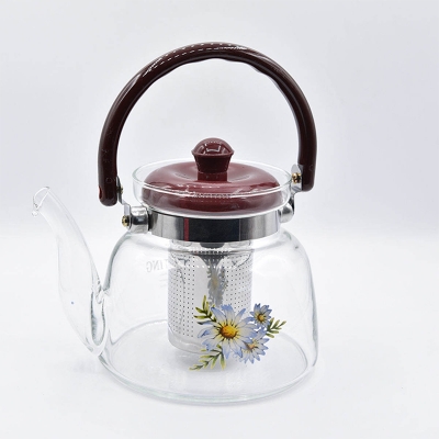 Picture of Glass Tea Kettle 1100ml One Cup Glass Tea Pot/Tea-Pot Infuser With Tea Strainer,Heat-Resistant Glass Teapot Kettle,Borosilicate Glass Tea Kettle For Tea Leaf, Stovetop, Teapot
