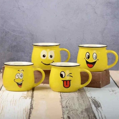 Picture of Emoji Cup / Mug made by Bone China Ceramic With Different Style Design Gift Product -4 pcs set