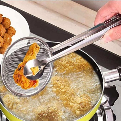 Picture of Multi-functional Stainless Steel Clamp Strainer Filter Spoon With Clip Food Kitchen Oil-Frying Salad BBQ Filter