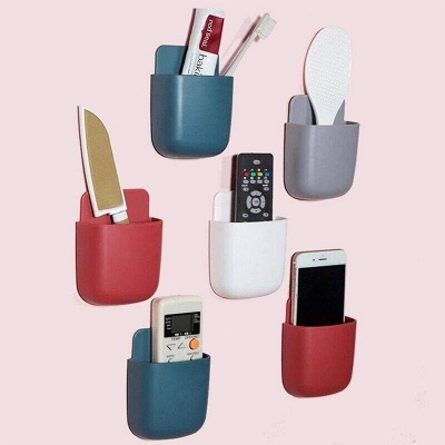 Picture of 1 Pcs Mobile Phone Charging Hanging Holder Multifunction Wall Mounted Plug Bracket Remote Control Mounted Storage Box Bathroom Hanging Holder