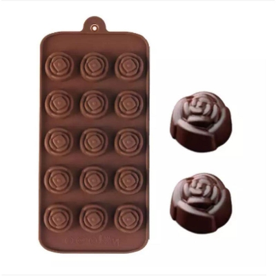Picture of 15Cavity Rose Flower Mold Silicone Cake Chocolate Cookie Baking Tray Candy Mould