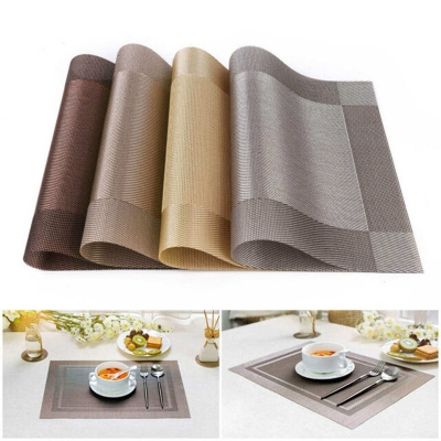 Picture of Table Mats Set of 6 Dinning Table Placemats PVC Rectangular Vintage Woven Washable Mats