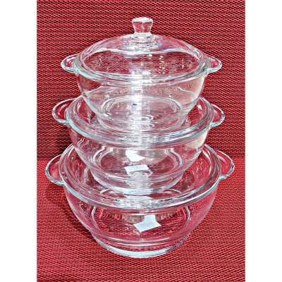 Picture of Oven Proof Glass Serving Dish - Transparent 3 Pcs Set. Oven Use And Serving Dish And Bakeware.