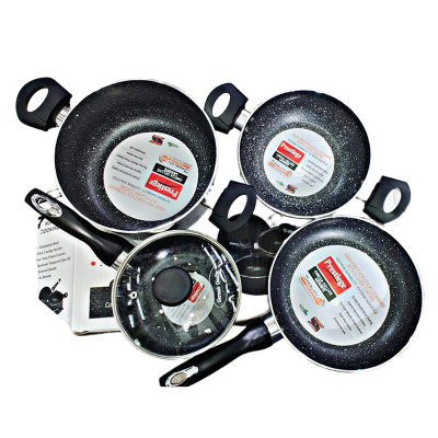 Picture of New Prestiege Non Stick 7 Pcs Cookware Set Marble Coating Layers For Superior Release -Marble Coated,1Pcs Casserol,1Pcs Fry pan,1Pcs Korai, food Grade Spoon,1Pcs Milk pan, With 3Pcs Lid, Gift And Home Decoration