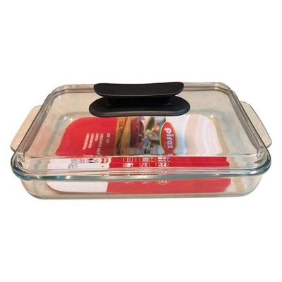 Picture of Oven Proof Glass Serving Dish with Glass Lid - Transparent / Glass Bowl