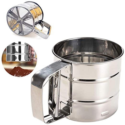 Picture of Stainless Steel Flour Sifter,Fine Mesh Sieve for Baking,Hand-held Squeeze