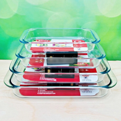 Picture of Oven Proof Glass Serving Dish - Transparent 4 Pcs Set, Oven Use And Serving Dish And Bakeware