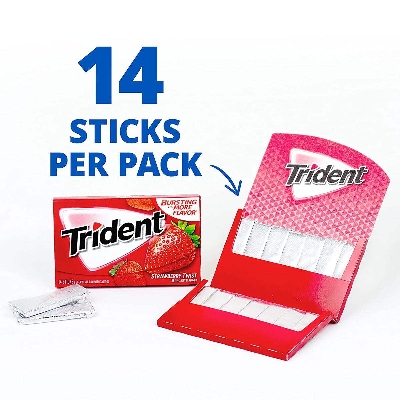 Picture of Trident Strawberry Flavor Sugar free Soft Gum- 14 sticks Per Pack