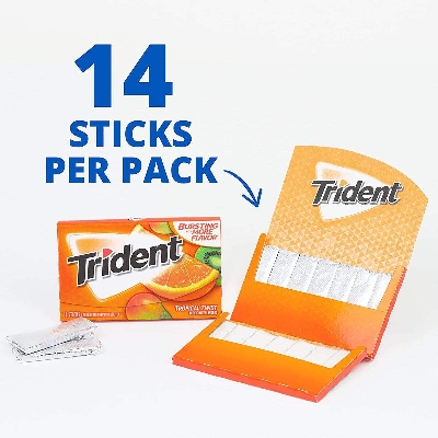 Picture of Trident Tropical Twist Flavor Sugar Free Gum X 14 Soft Gum