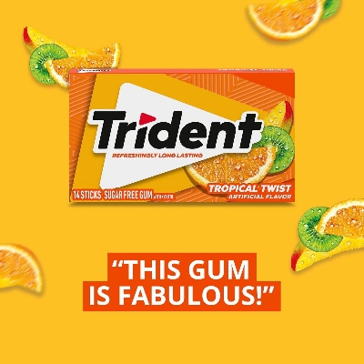 Picture of Trident Tropical Twist Flavor Sugar Free Gum X 14 Soft Gum