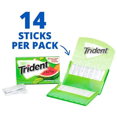 Picture of Trident Watermelon Flavor Sugar Free Gum X 14 Soft Gum