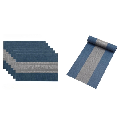 Picture of Plastic Placemats Set of 7pc set Washable Heat Resistant Non-Slip Elegant Durable Kitchen Dining PVC