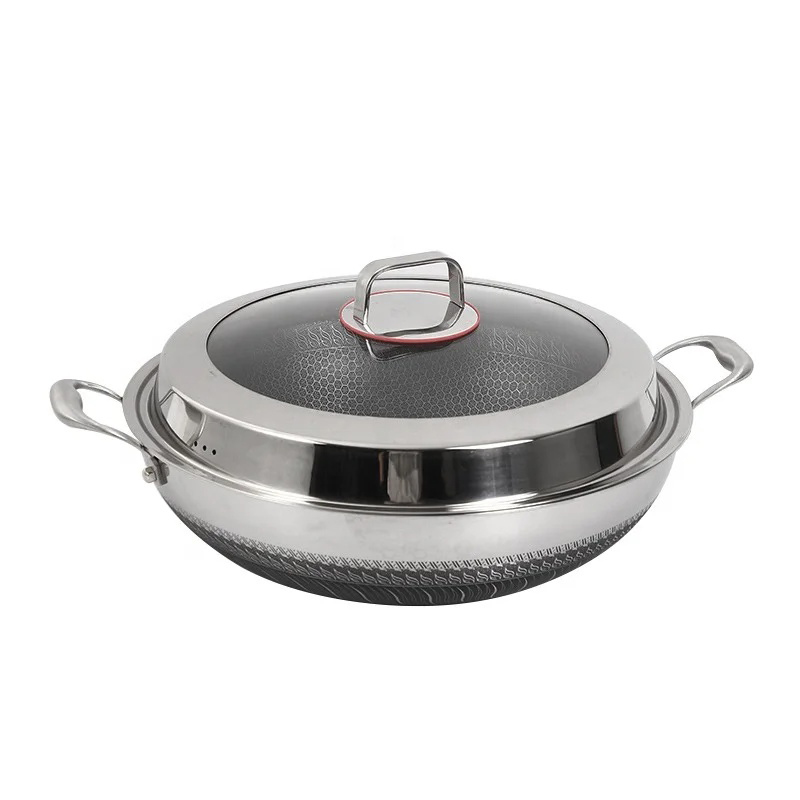 Picture of 38cm Stainless Steel Multipurpose Honeycomb Non-Stick Frying Pan with Lid