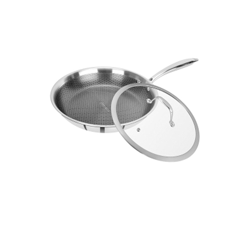 Picture of Stainless Steel Frying Pan with Lid 28cm, Wok Pan Hybrid Tech Sauté Pans Nonstick, Skillet, PFOA Free,(Dishwasher/Induction/Gas/Electric Stove)