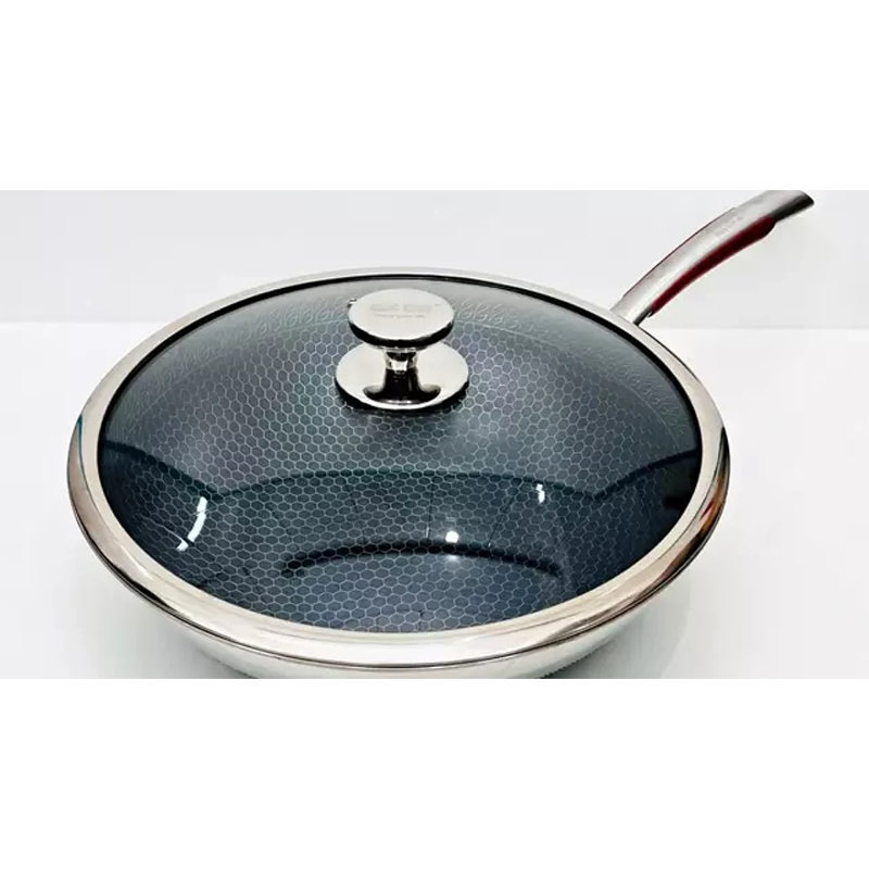 Picture of Stainless Steel Frying Pan with Lid 30cm, Wok Pan Hybrid Tech Sauté Pans Nonstick, Skillet, PFOA Free,(Dishwasher/Induction/Gas/Electric Stove)