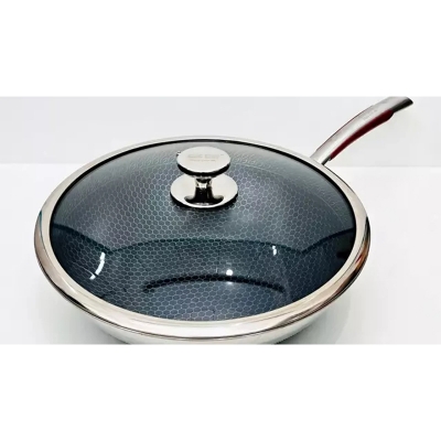 Picture of Stainless Steel Frying Pan with Lid 30cm, Wok Pan Hybrid Tech Sauté Pans Nonstick, Skillet, PFOA Free,(Dishwasher/Induction/Gas/Electric Stove)