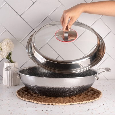 Picture of 34cm Stainless Steel Multipurpose Honeycomb Non-Stick Frying Pan with Lid