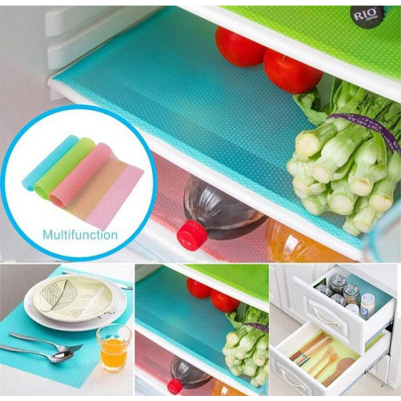 Picture of Easy Clean Kitchen Cabinet Pad Refrigerator Anti Slip Fridge Liner Mat - 3 Pieces