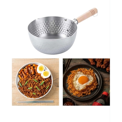 Picture of Stainless Steel Saucepan Baby Food Pot Portable Stainless Steel Flat Pan Cooking Pot for Hiking Restaurant Kitchen,