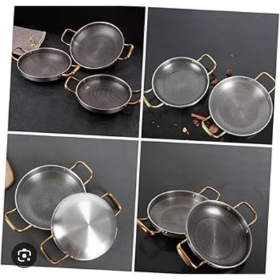 Picture of Frying Pan Honeycomb Coating Non-Stick Pan Stainless Steel Wok with Double Handle for Gas Electric Induction
