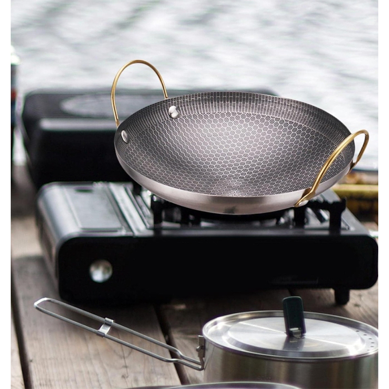 Picture of Honeycomb Wok/kadai Good Quality Coating Pots And Pans Stainless Steel Honeycomb Frying pan 28cm