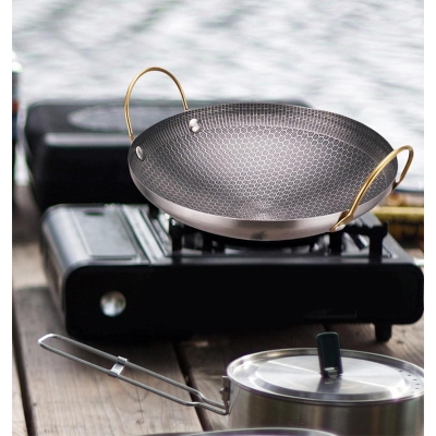 Picture of Honeycomb Wok/kadai Good Quality Coating Pots And Pans Stainless Steel Honeycomb Frying pan 28cm