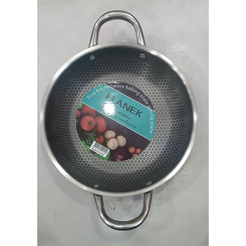 Picture of 24cm Uncoated Honeycomb Design Stainless Steel Non-Stick Cookware / Karai