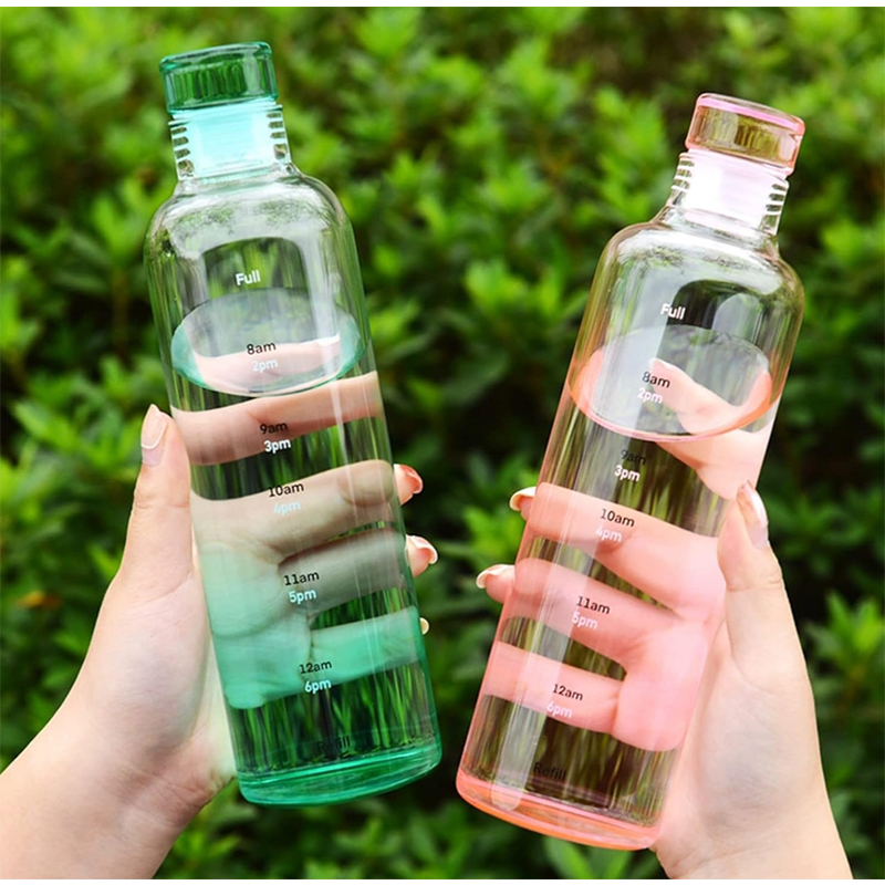 Picture of Heat Resistant Bottle, Transparent Glass Water Bottle, 16.9 fl oz (500 ml), Cold and Heat Resistant, Water Bottle, Direct Drinking Cup, Water Bottle, Juice, Tea, Leak Free, Lid, Durable, Easy to Use