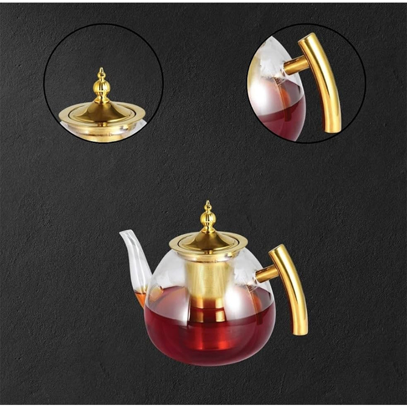 Picture of Glass Teapot 1000ml with Removable Infuser, Stovetop Safe Tea Kettle, Blooming and Loose Leaf Tea Maker Set