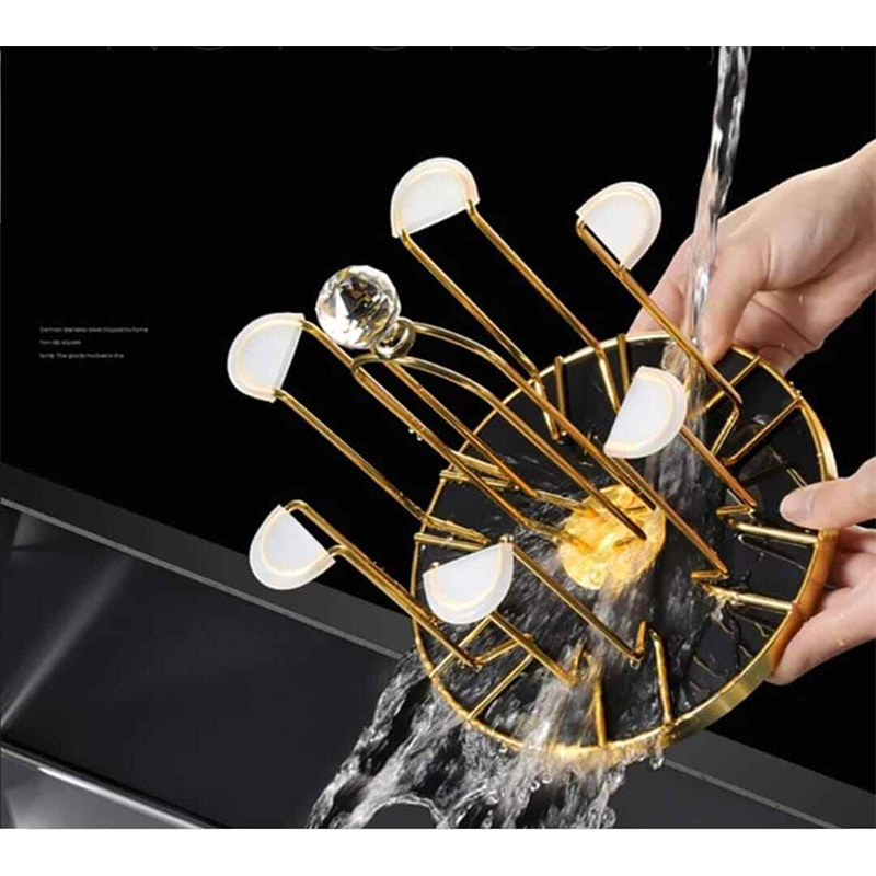 Picture of Glass Stand Rack Holder Stainless Steel , Stainless Steel Dining Table Glass holder(gold )