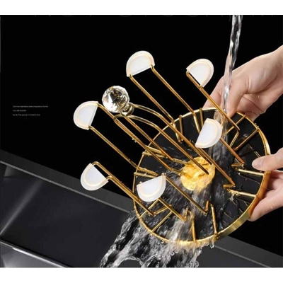 Picture of Glass Stand Rack Holder Stainless Steel , Stainless Steel Dining Table Glass holder(gold )