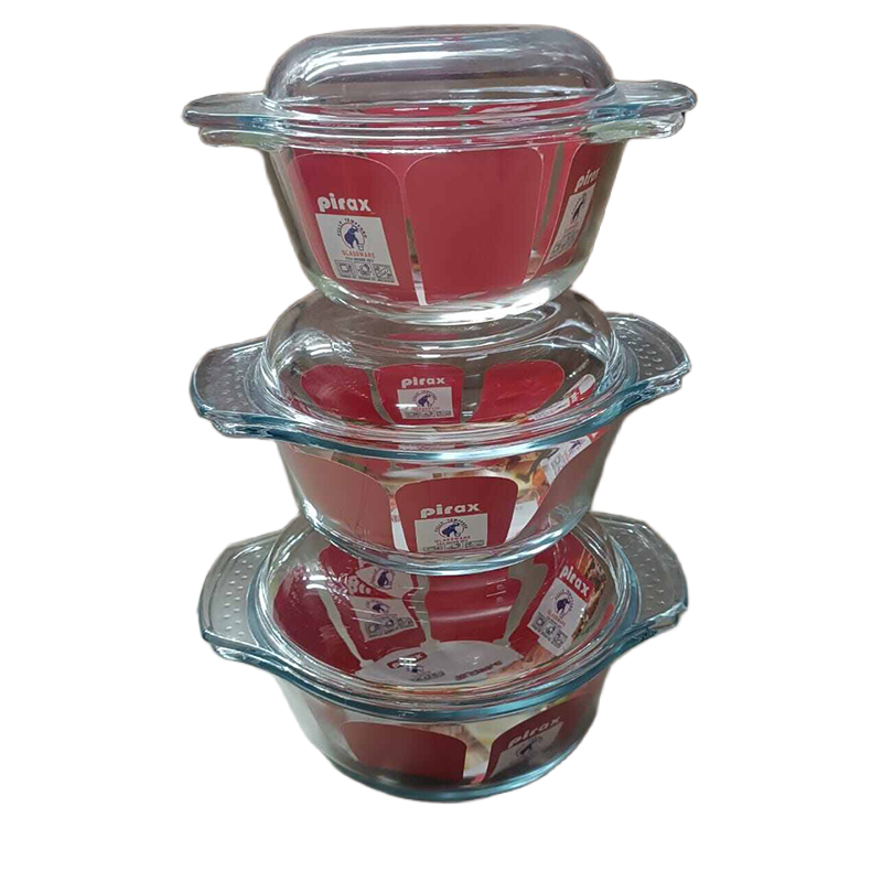 Picture of Oven Proof Glass Serving Dish - Transparent 3 Pcs Set -new