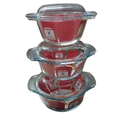 Picture of Oven Proof Glass Serving Dish - Transparent 3 Pcs Set -new