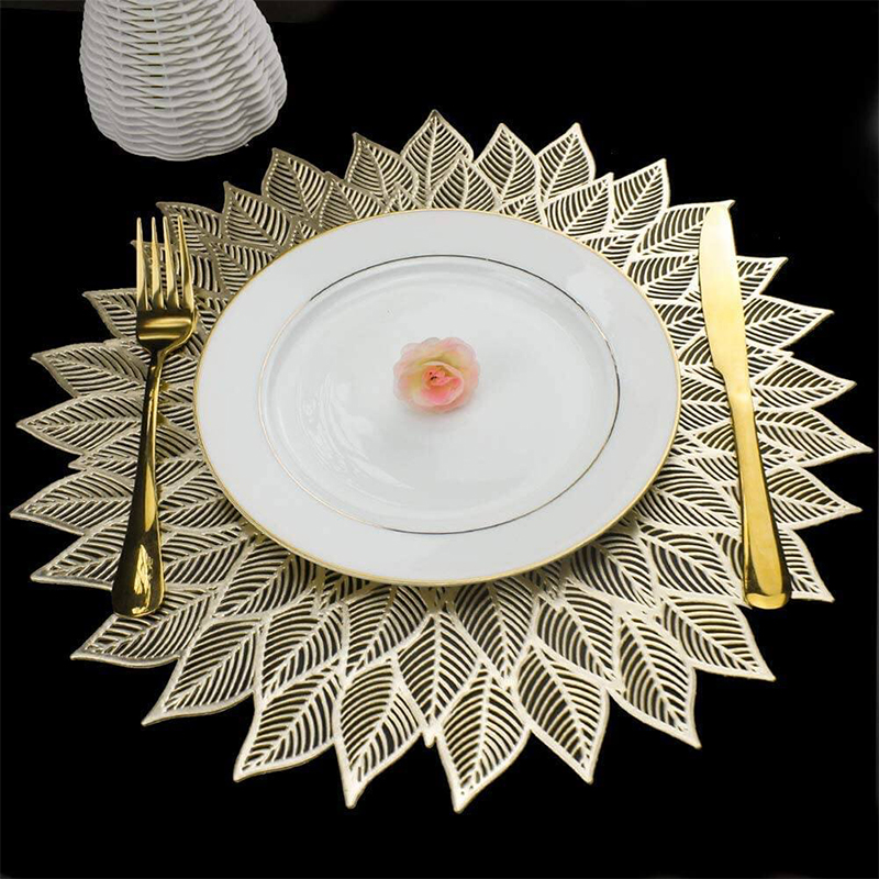 Picture of 6 pec Golden and Silver Dining Table Placemat, Washable Table Mats,Non-Slip Mats