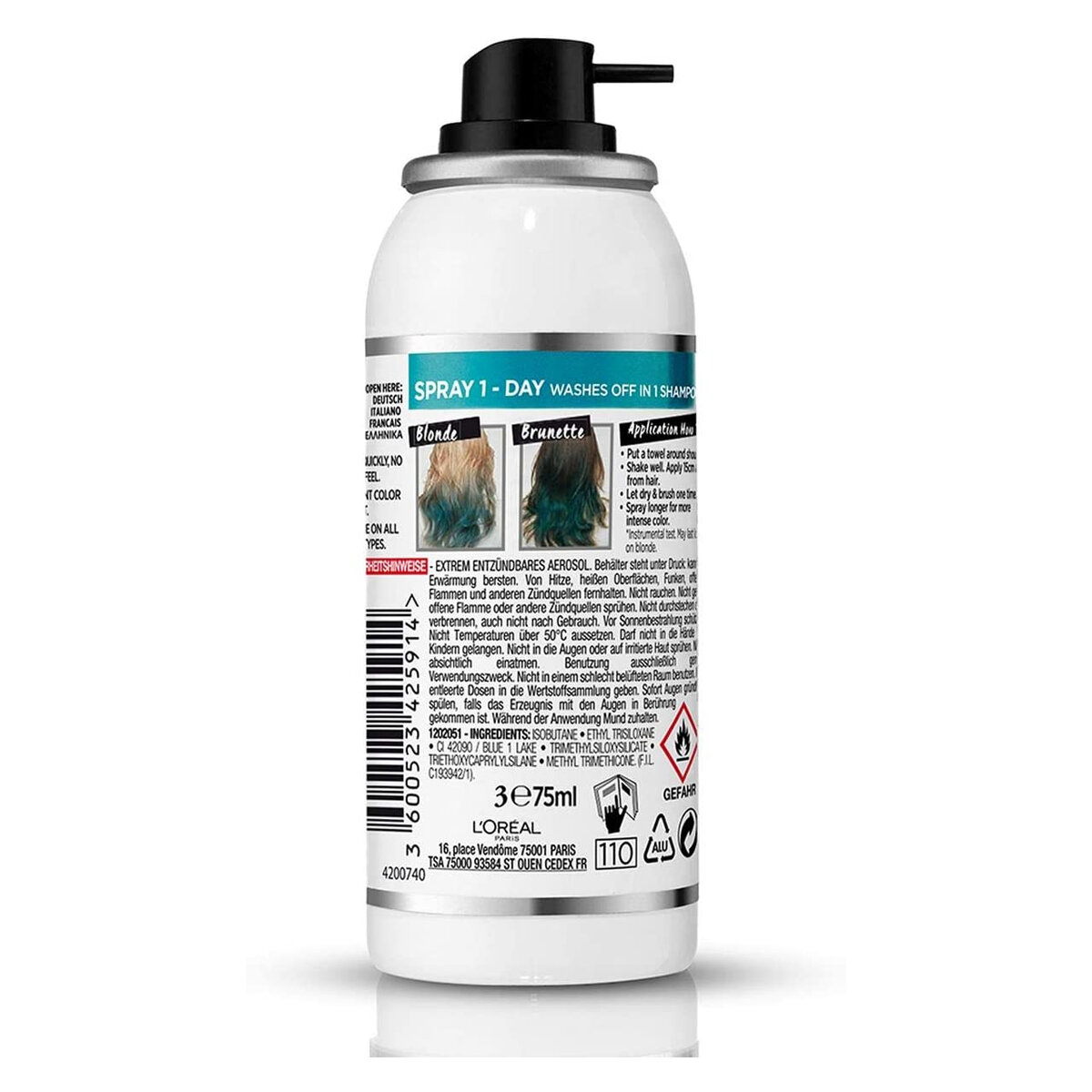 Picture of Loreal ColoRista 1day Turquoise Hair Color Spray 75ml